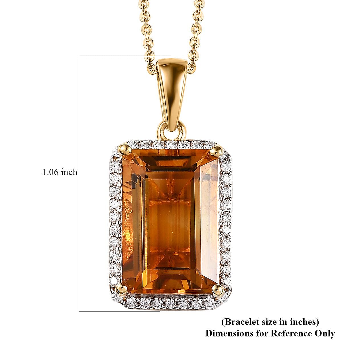 Serra Gaucha Citrine and Moissanite Pendant Necklace 20 Inches in Vermeil Yellow Gold Over Sterling Silver 8.40 ctw