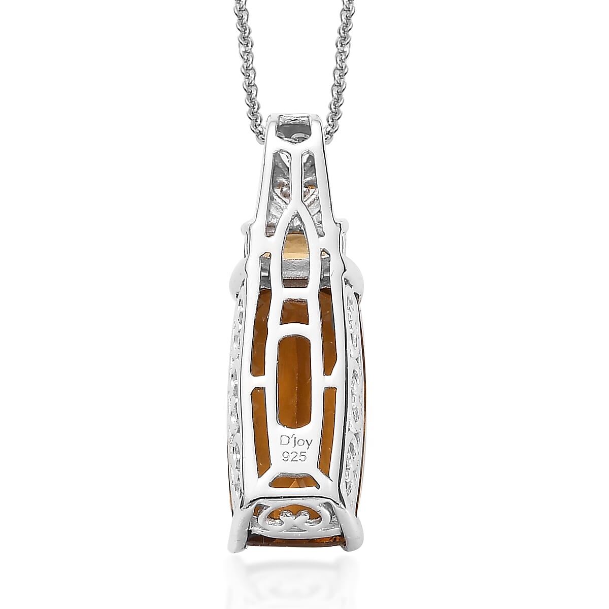 Brazilian Citrine Pendant Necklace 20 Inches in Vermeil YG and Platinum Over Sterling Silver 7.50 ctw image number 4