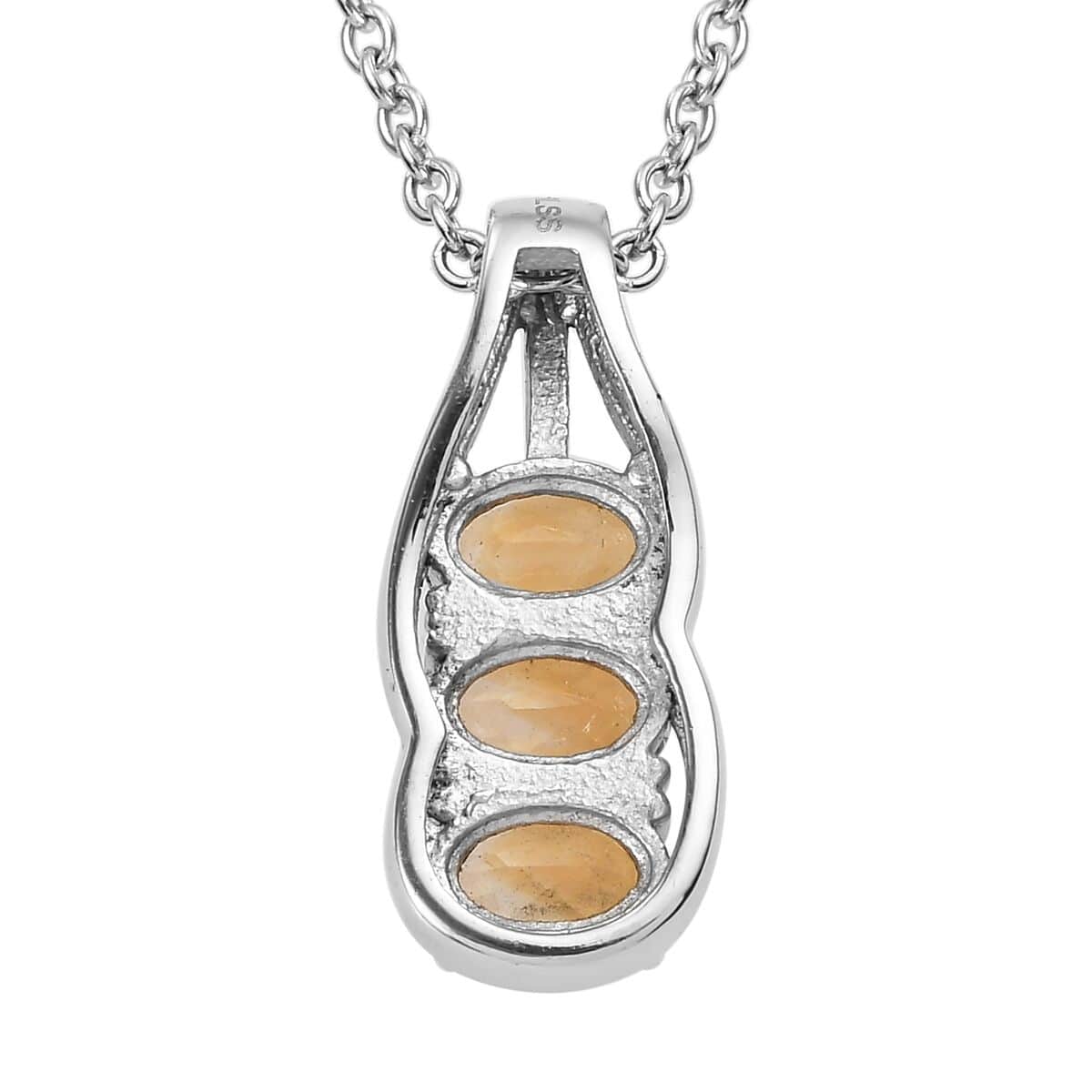 Brazilian Citrine 2.70 ctw 3 Stone Ring (Size 7.0) and Pendant Necklace 20 Inches in Stainless Steel image number 8