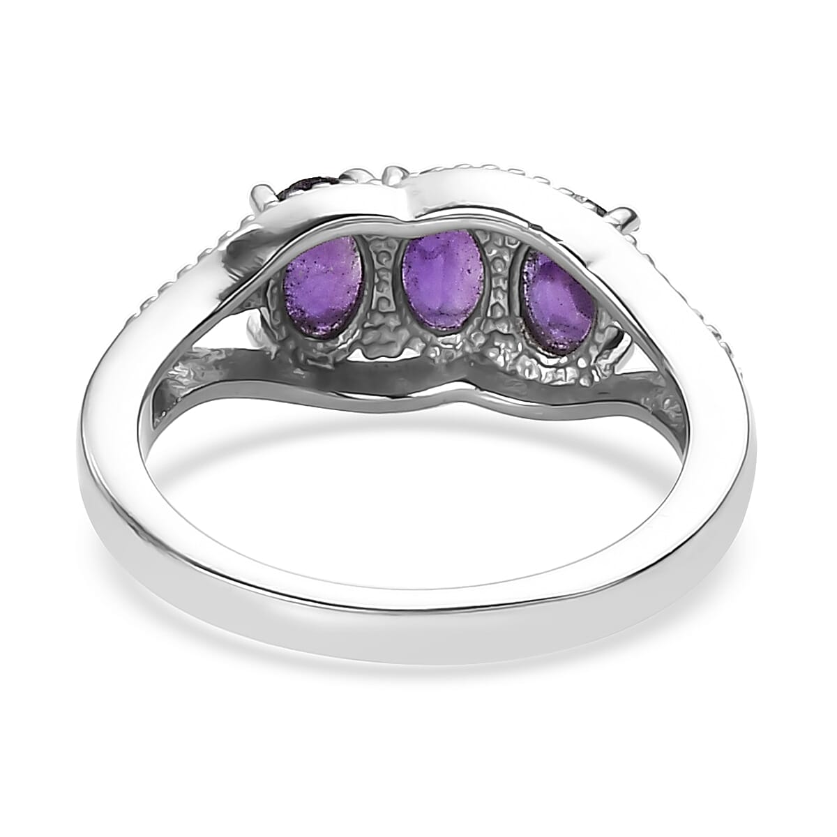 Amethyst 2.75 ctw 3 Stone Ring Size 6 and Pendant Necklace 20 Inches in Stainless Steel image number 6