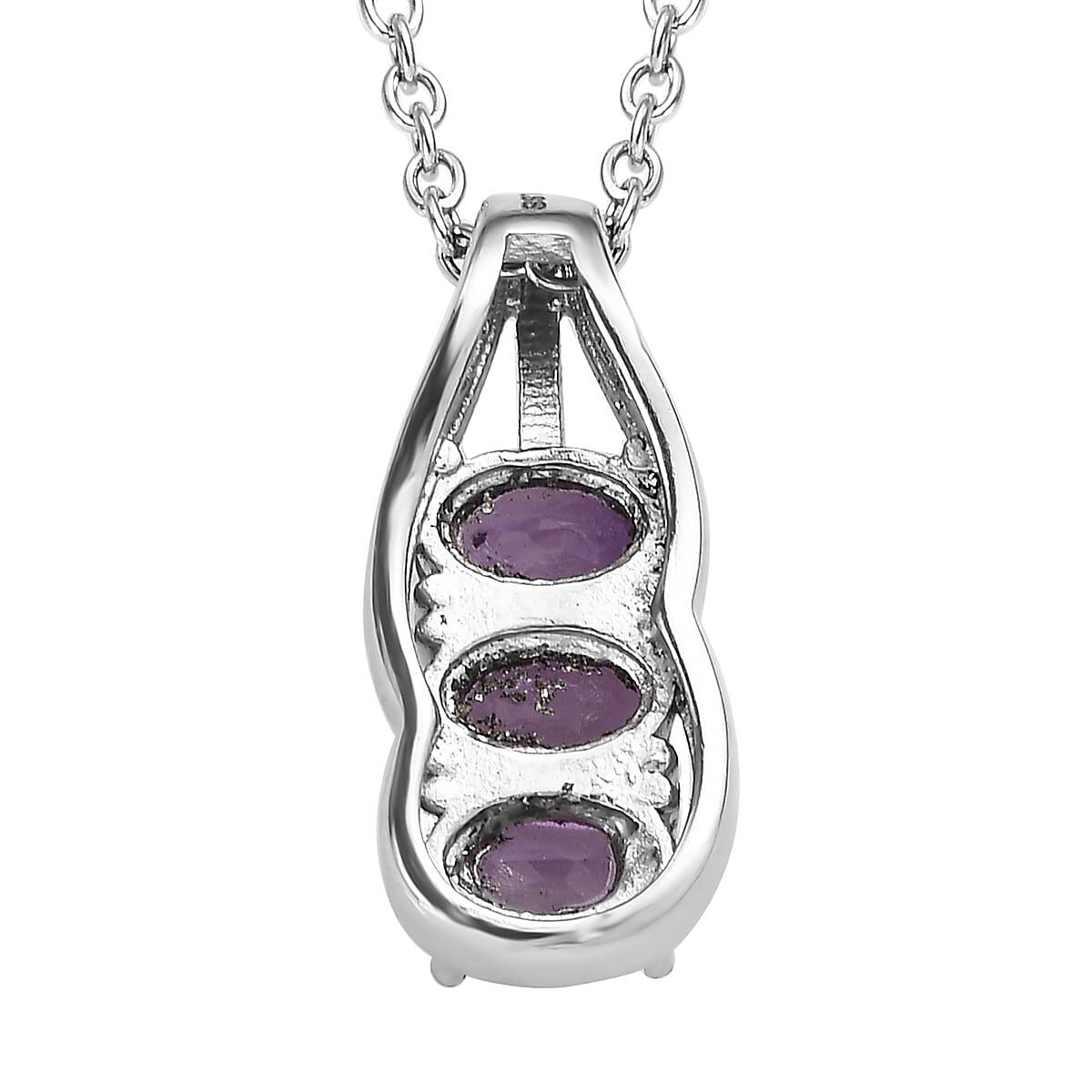Amethyst 2.75 ctw 3 Stone Ring Size 6 and Pendant Necklace 20 Inches in Stainless Steel image number 9