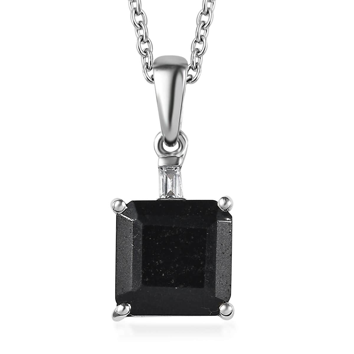 Black Tourmaline and White Topaz Pendant Necklace 20 Inches in Platinum Over Sterling Silver 4.75 ctw image number 0