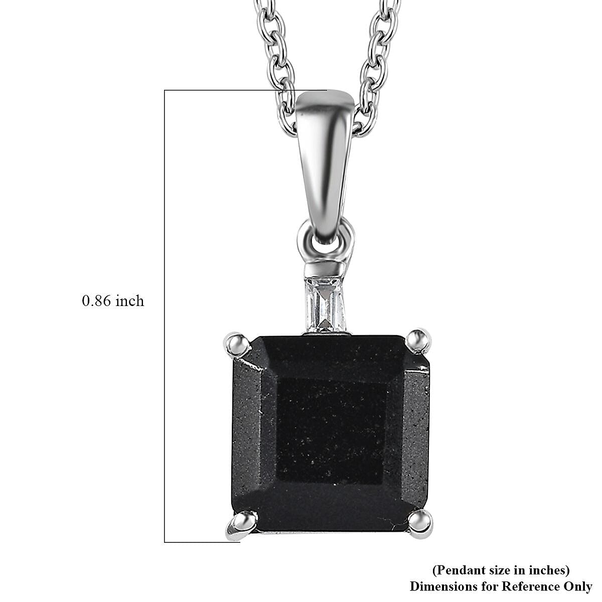 Black Tourmaline and White Topaz Pendant Necklace 20 Inches in Platinum Over Sterling Silver 4.75 ctw