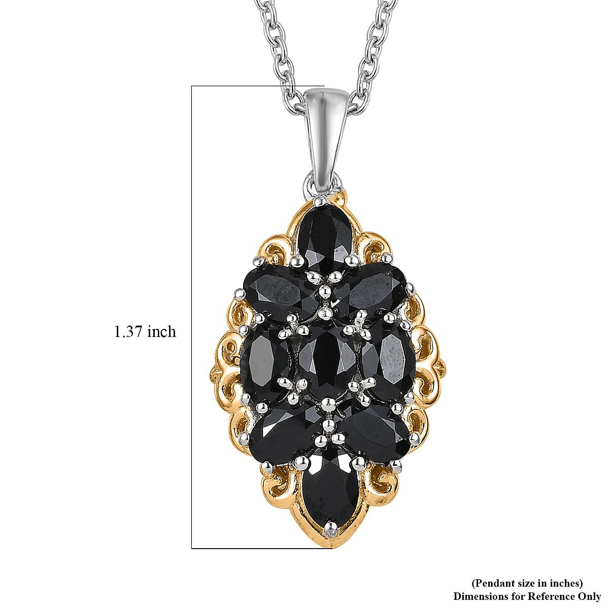 Karis Thai Black Spinel Pendant in 18K YG Plated and Platinum Bond with Stainless Steel Necklace 20 Inches 3.75 ctw image number 5