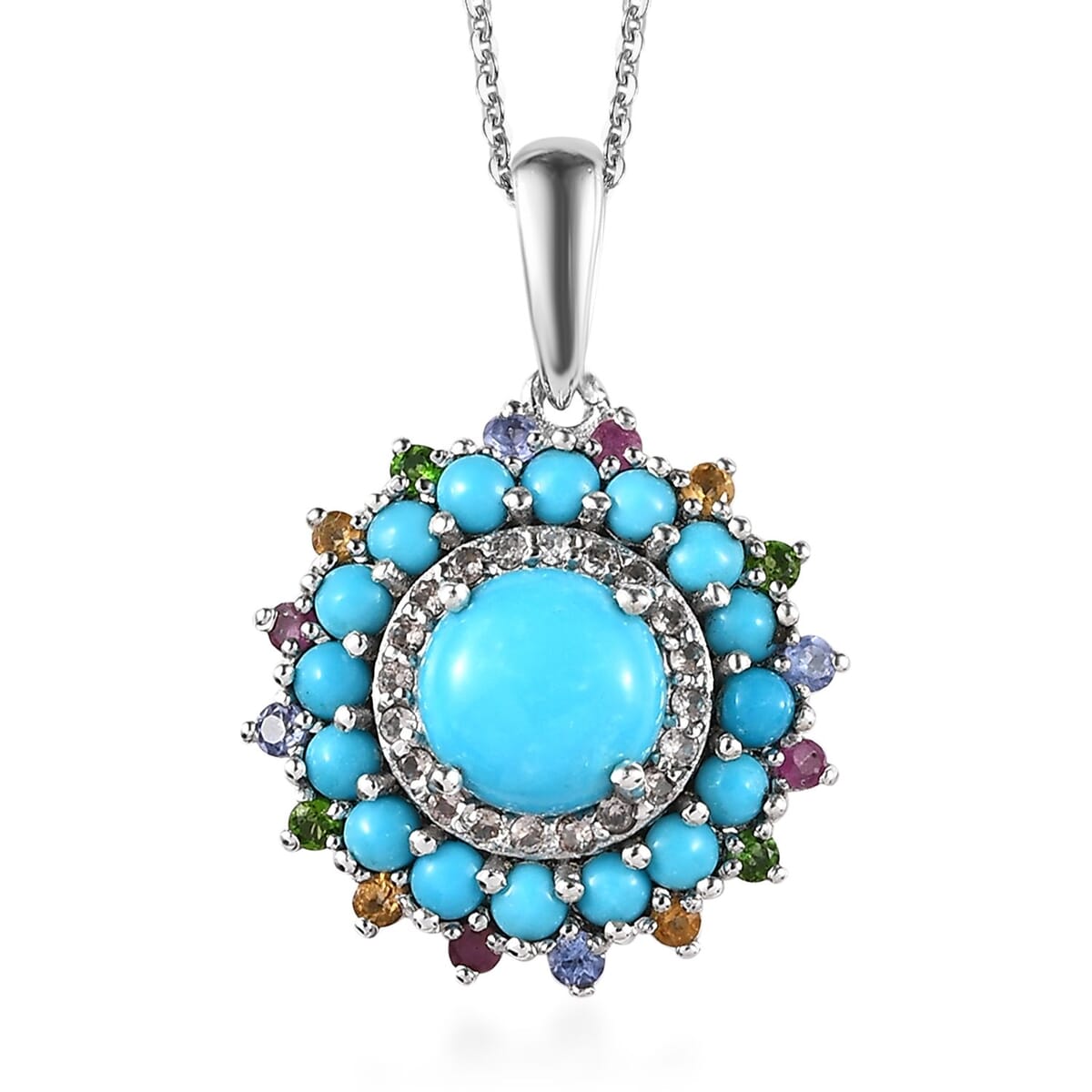 Turquoise Sterling Silver Floral Necklace 20 Turquoise Sterling Silver Floral Necklace 20