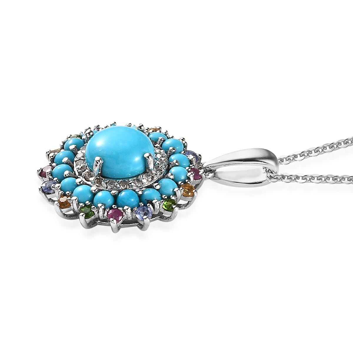 Turquoise Sterling Silver Floral Necklace 20 Turquoise Sterling Silver Floral Necklace 20