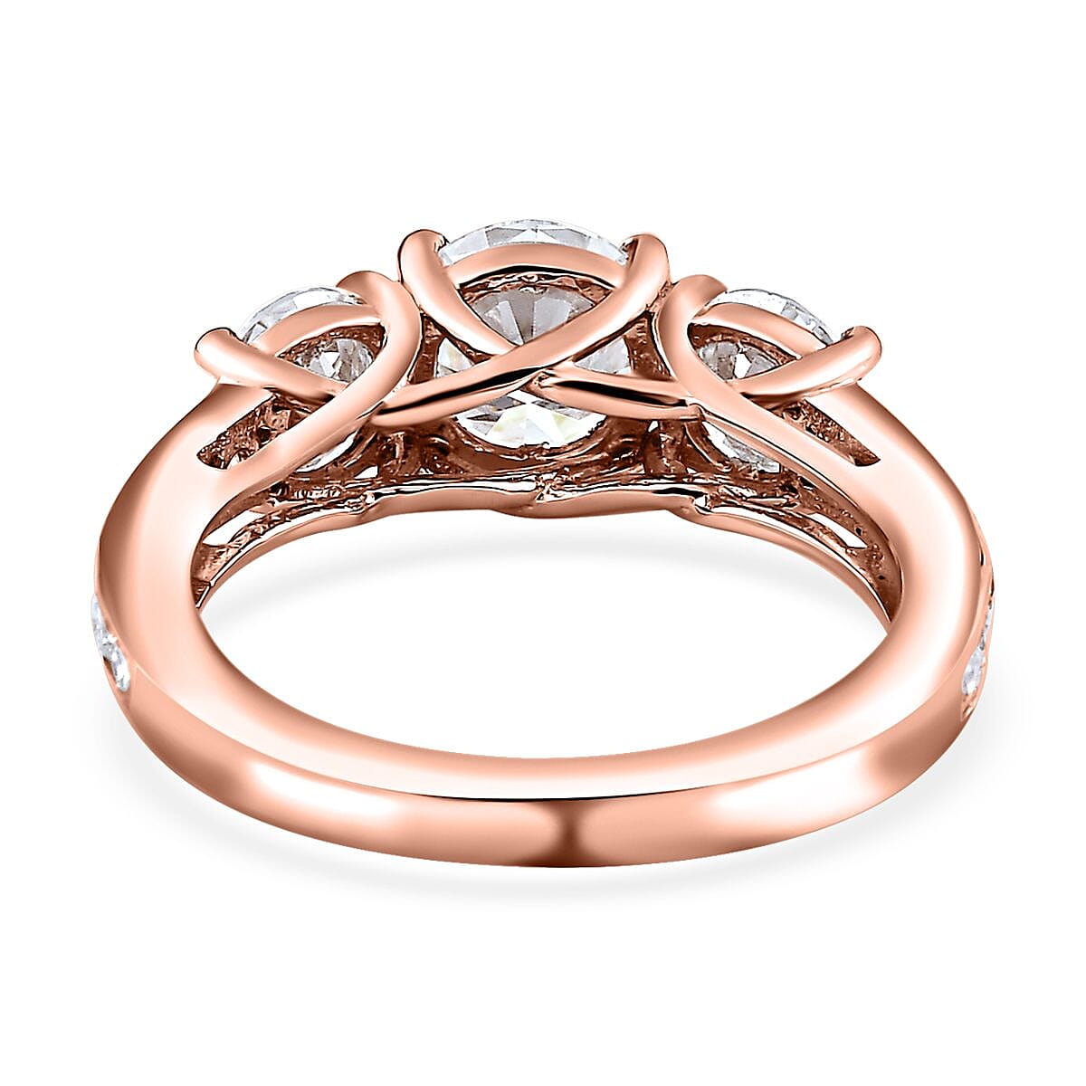 3 Piece Set - 120 Facet Moissanite 8.00 ctw Stud Earrings , Ring (Size 6) and Pendant without Chain in 14K Vermeil Rose Gold Over Sterling Silver
