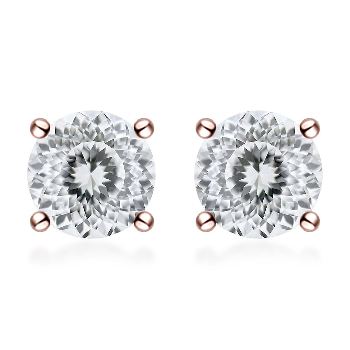 3 Piece Set - 120 Facet Moissanite 8.00 ctw Stud Earrings , Ring (Size 6) and Pendant without Chain in 14K Vermeil Rose Gold Over Sterling Silver