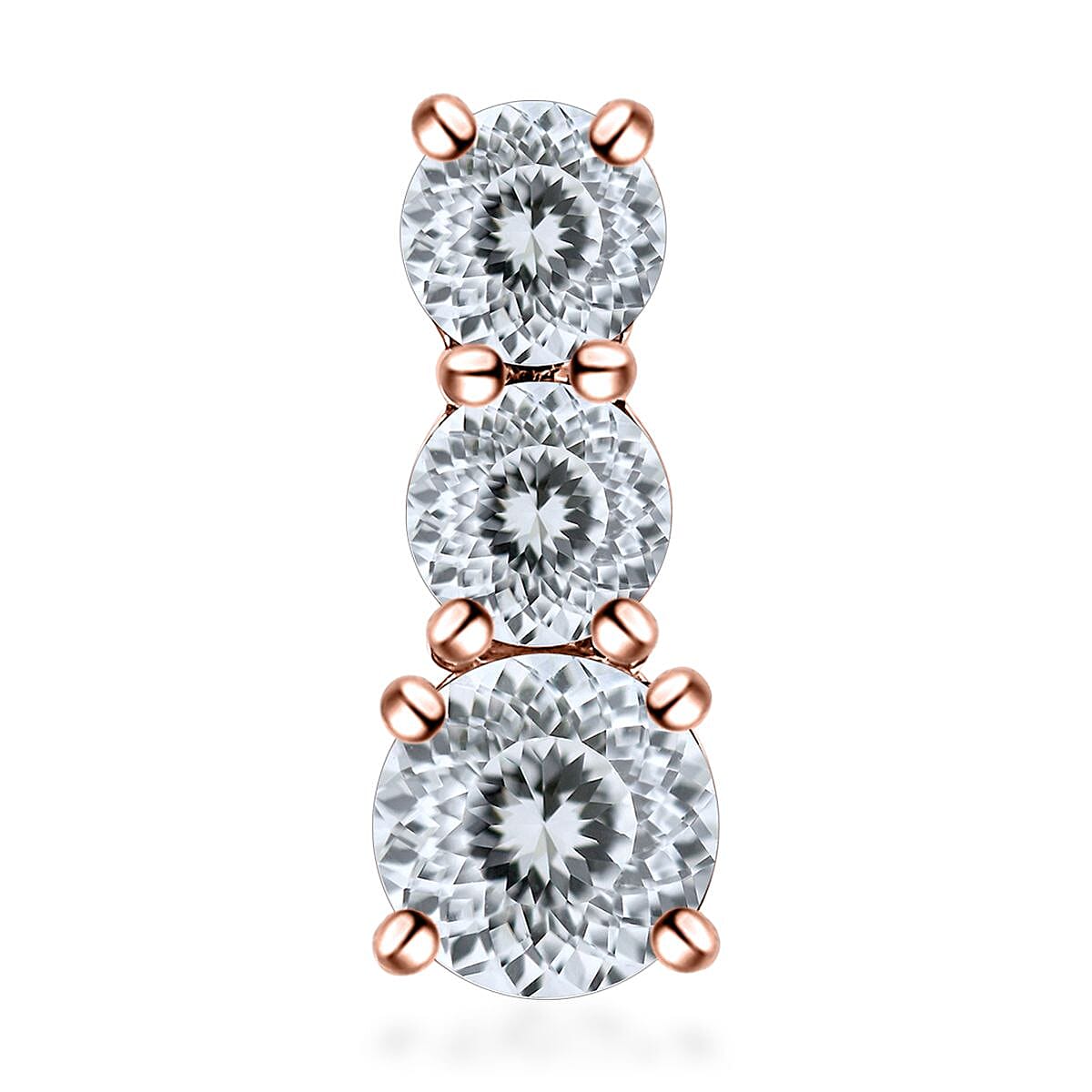 3 Piece Set - 120 Facet Moissanite 8.00 ctw Stud Earrings , Ring (Size 6) and Pendant without Chain in 14K Vermeil Rose Gold Over Sterling Silver