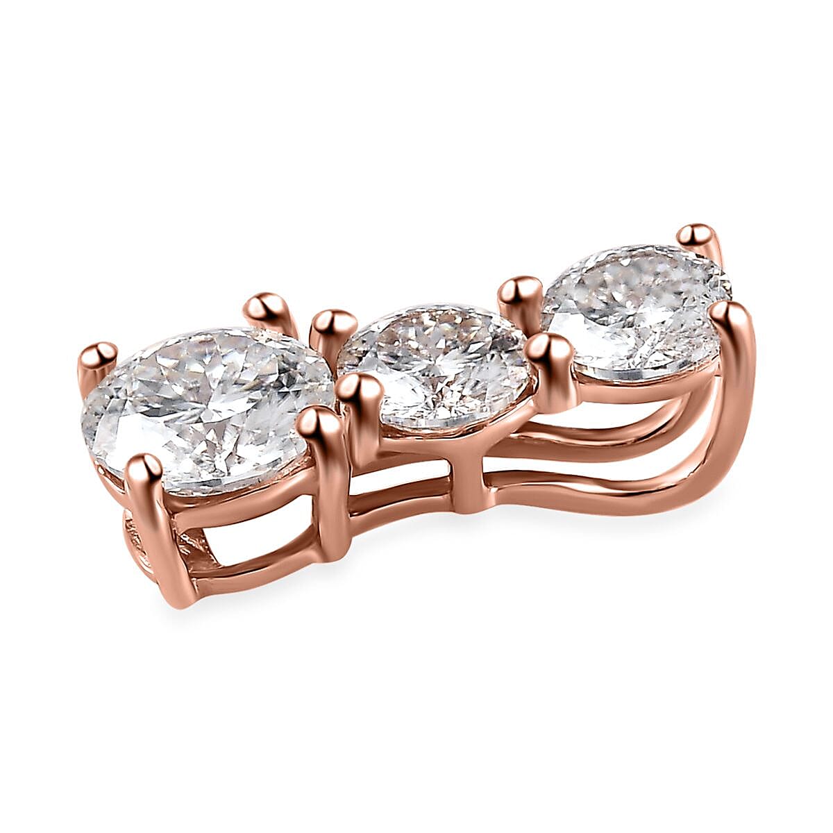 3 Piece Set - 120 Facet Moissanite 8.00 ctw Stud Earrings , Ring (Size 6) and Pendant without Chain in 14K Vermeil Rose Gold Over Sterling Silver