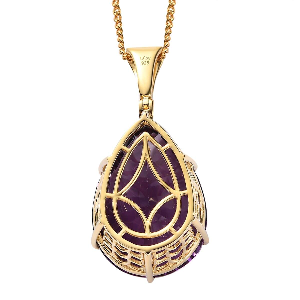 AAA African Amethyst and White Zircon Pendant Necklace 20 Inches in Vermeil Yellow Gold Over Sterling Silver 52.10 ctw image number 4