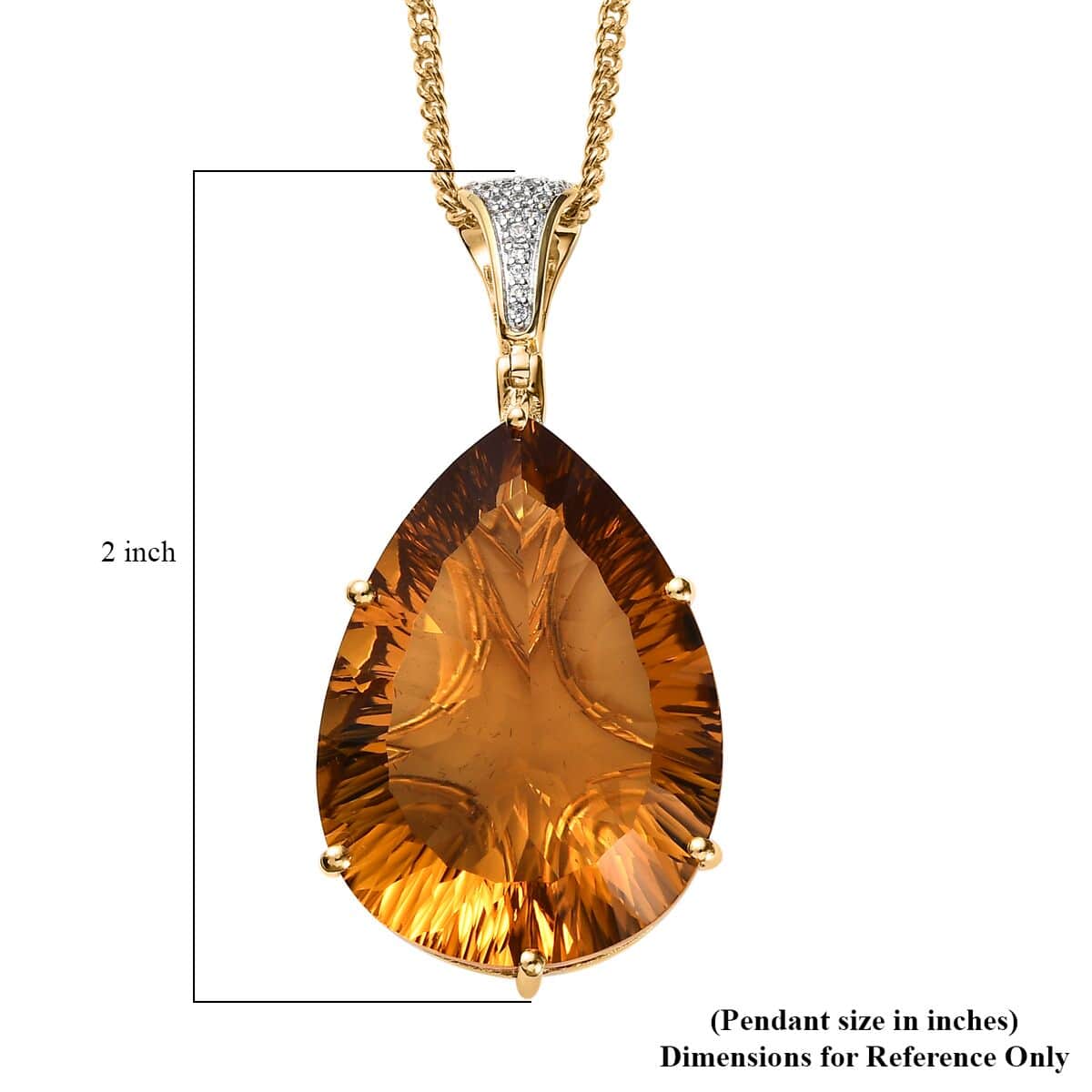 AAA Brazilian Citrine and White Zircon Pendant Necklace 20 Inches in Vermeil Yellow Gold Over Sterling Silver 51.90 ctw image number 5