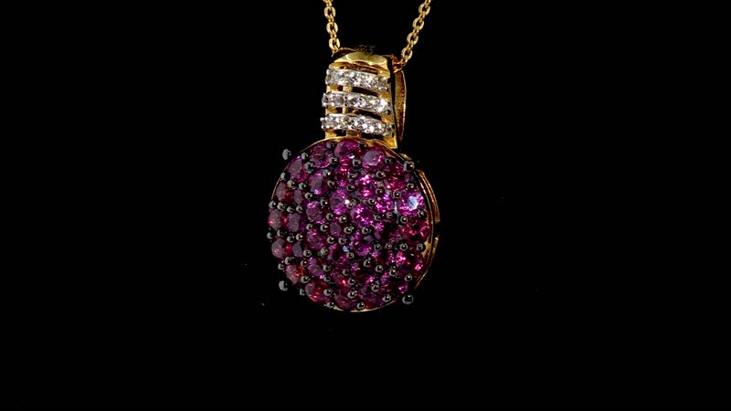 AAA Lotus Garnet and White Zircon Cluster Pendant Necklace 20 Inches in Vermeil Yellow Gold Over Sterling Silver 2.60 ctw