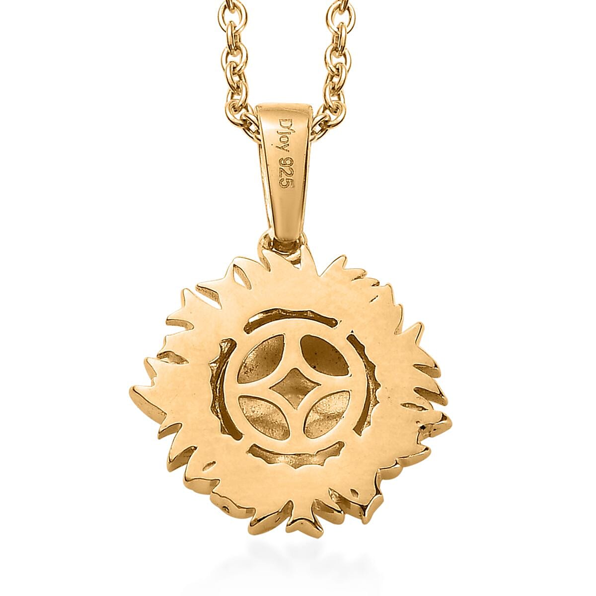 Diamond Pendant in 14K YG Over Sterling Silver with ION Plated YG Stainless Steel Necklace 20 Inches