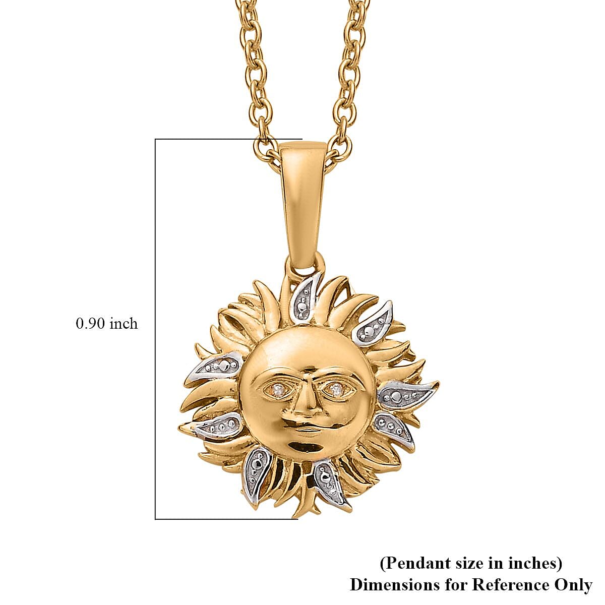 Diamond Pendant in 14K YG Over Sterling Silver with ION Plated YG Stainless Steel Necklace 20 Inches