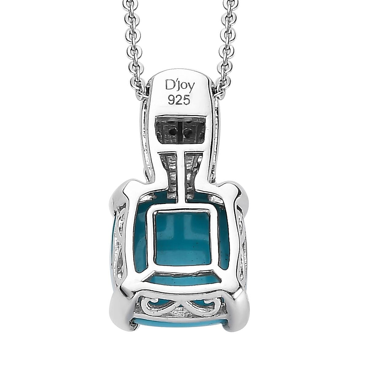 Sleeping Beauty Turquoise, Natural Champagne and White Diamond Pendant Necklace 20 Inches in Platinum Over Sterling Silver 3.40 ctw