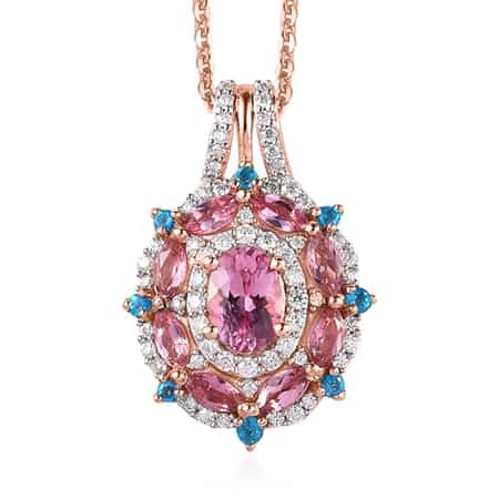 Buy Premium Natural Calabar Pink Tourmaline and Multi Gemstone Pendant  Necklace 20 Inches in Vermeil Rose Gold Over Sterling Silver 1.80 ctw at