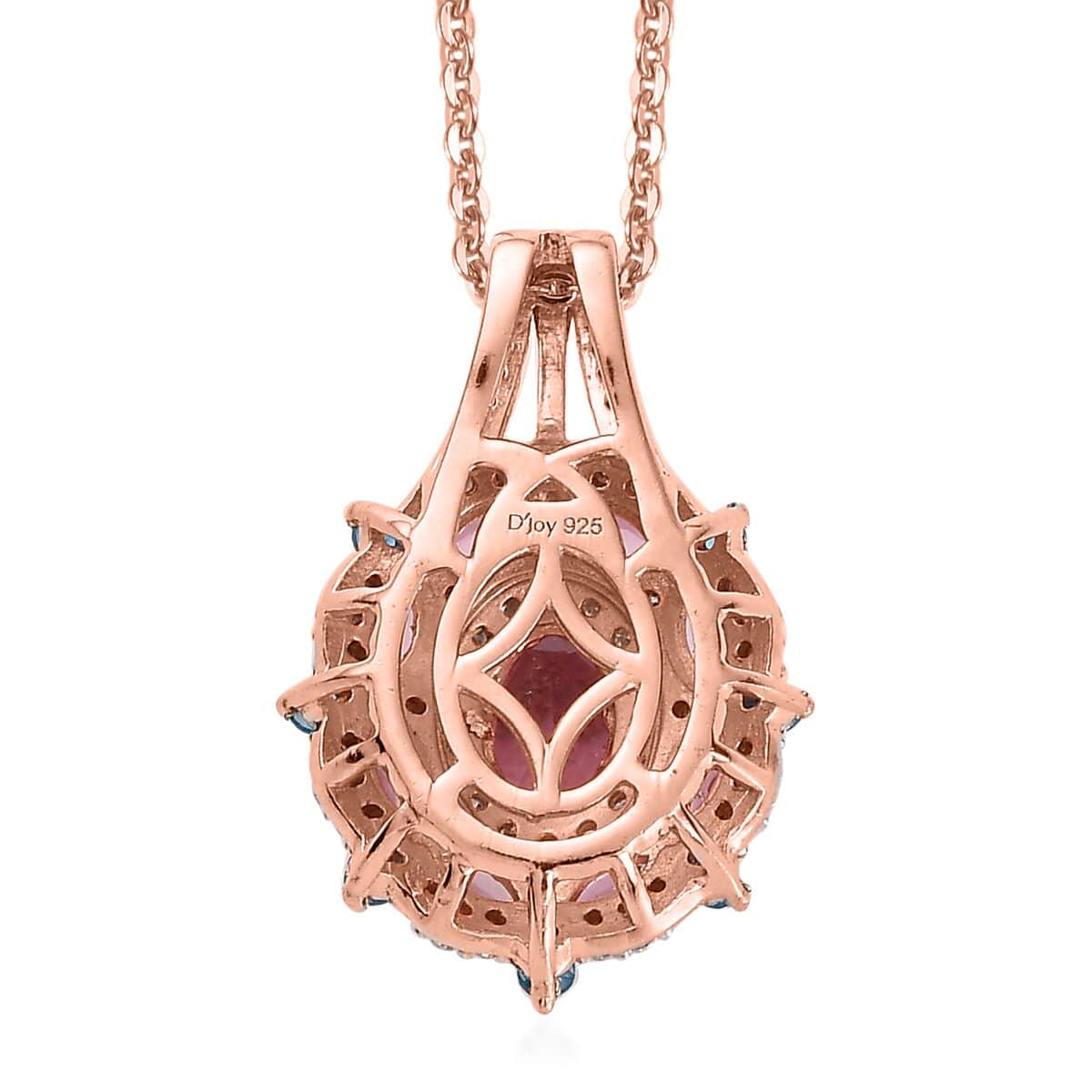 Premium Natural Calabar Pink Tourmaline and Multi Gemstone Pendant Necklace 20 Inches in Vermeil Rose Gold Over Sterling Silver 1.80 ctw image number 4