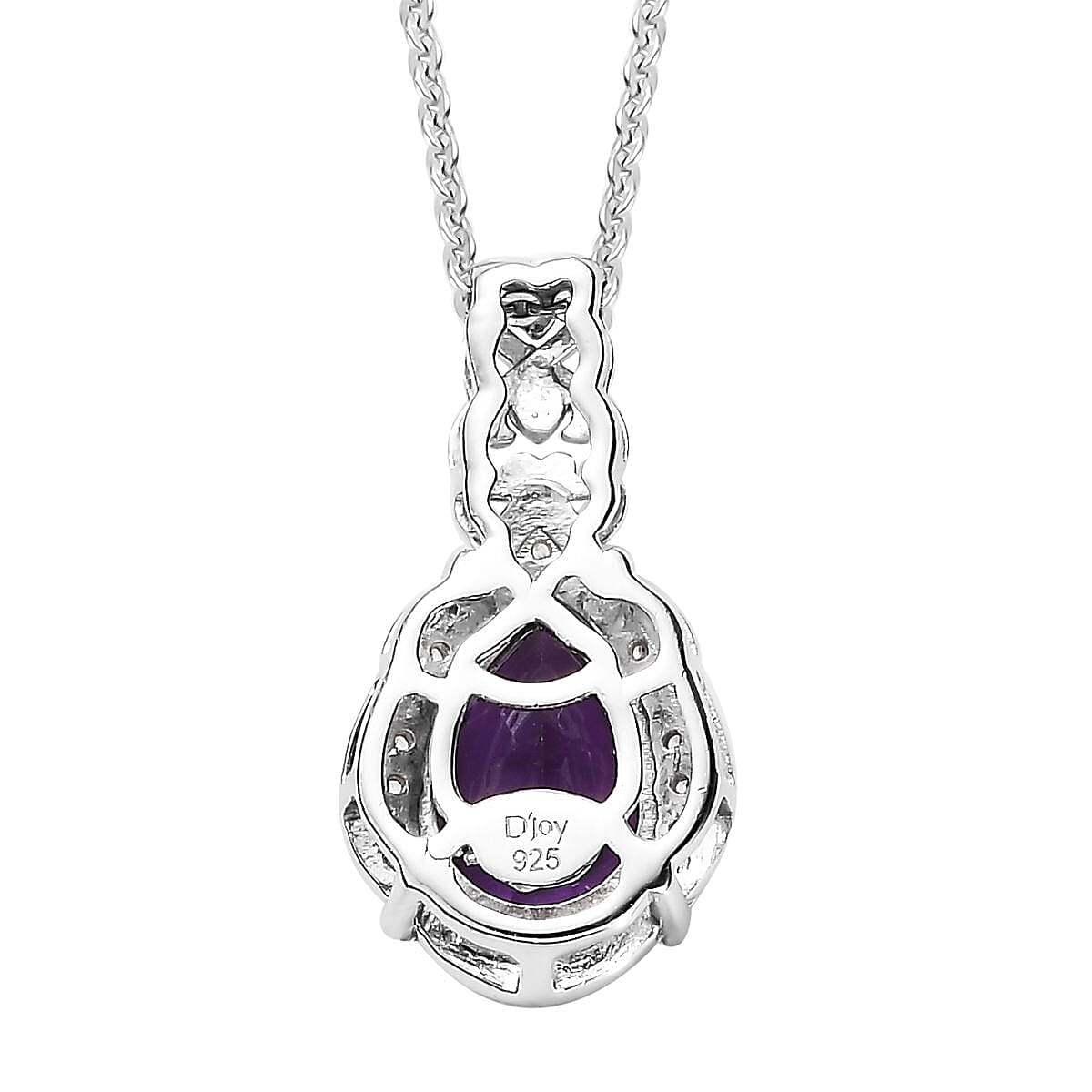 Premium Mashamba Amethyst and White Zircon Pendant Necklace 20 Inches in Vermeil YG and Platinum Over Sterling Silver 1.85 ctw