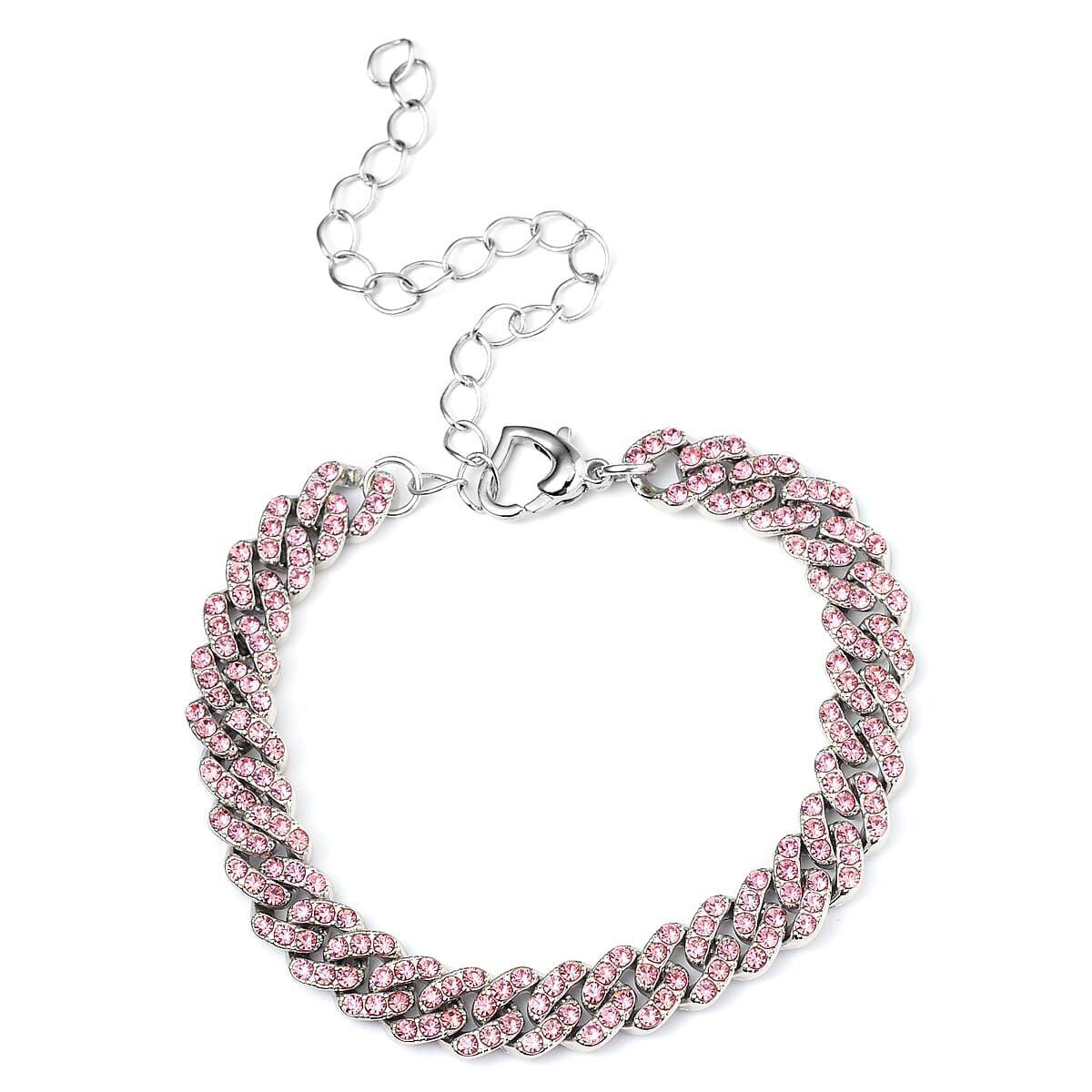 Pink Shell Pearl, Pink Austrian Crystal Set of 2 Bracelet (8-12In) or Necklace 16-20 Inches in Silvertone image number 4