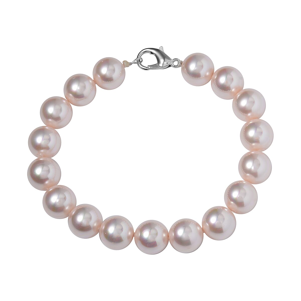 Pink Shell Pearl, Pink Austrian Crystal Set of 2 Bracelet (8-12In) or Necklace 16-20 Inches in Silvertone image number 6