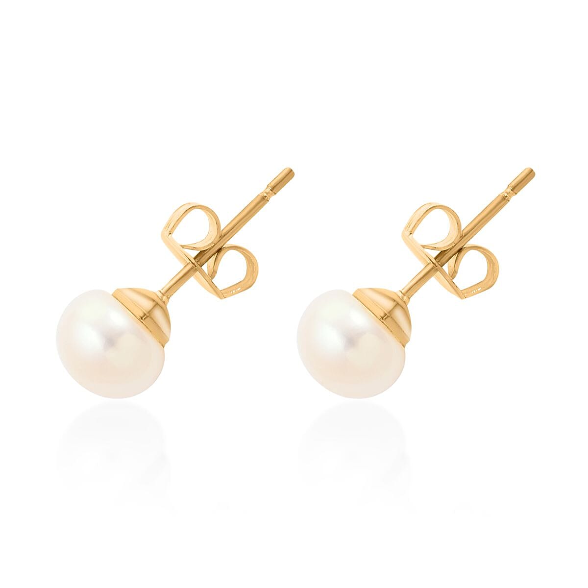 Freshwater Cultured Pearl Bracelet (7.00 In) and Stud Earrings in ION Plated YG Stainless Steel