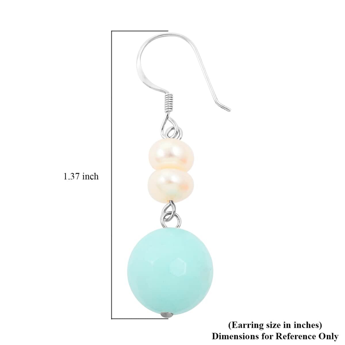 Freshwater Cultured Pearl, Blue and Orange Jade Set of 2 Earrings in Sterling Silver 15.00 ctw image number 7