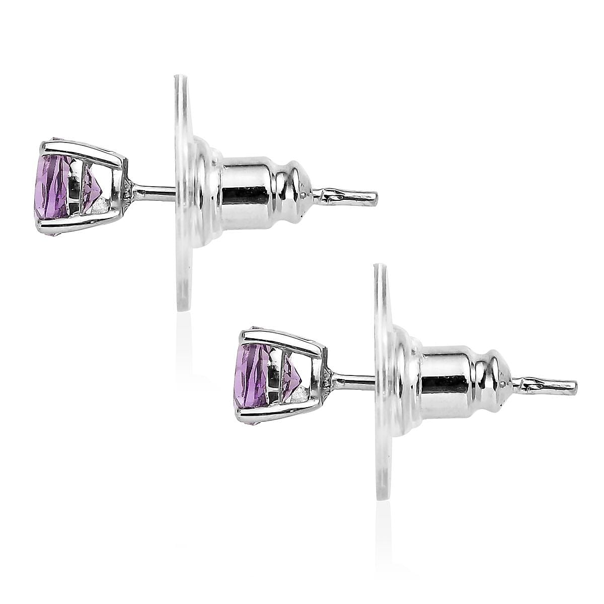 Rose De France Amethyst Bolo Bracelet and Stud Earrings in Stainless Steel 3.60 ctw
