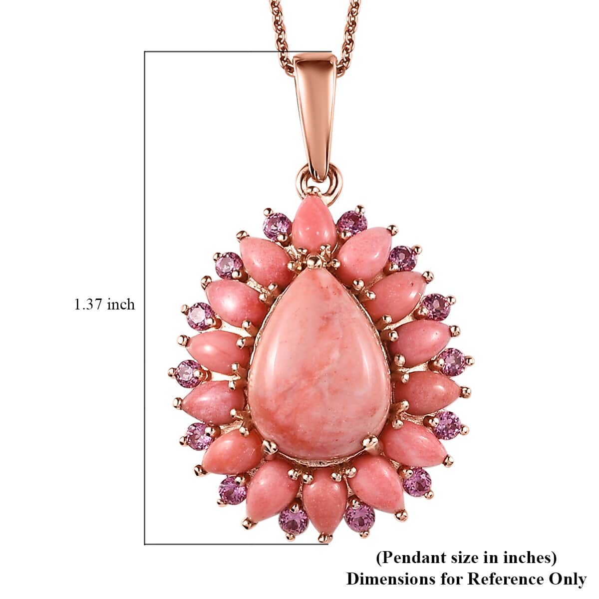 Premium Oregon Sunrise Peach Opal and Lotus Garnet Floral Pendant Necklace 20 Inches in Vermeil Rose Gold Over Sterling Silver 6.25 ctw image number 5