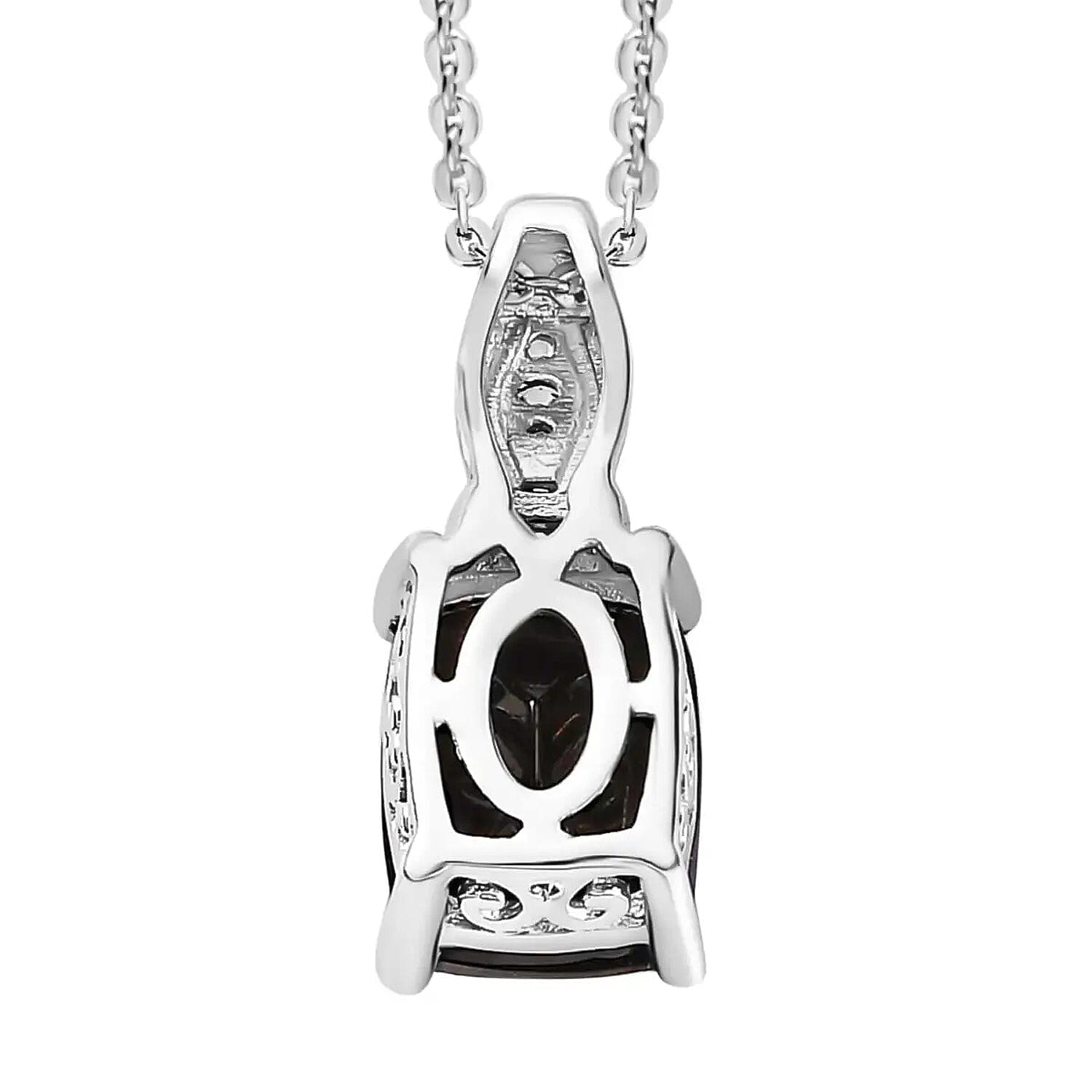 Elite Shungite (Cush), White Zircon Solitaire Stud Earrings, Ring (Size 5.0) and Pendant Necklace (20 Inches) in Platinum Over Sterling Silver 3.75 ctw