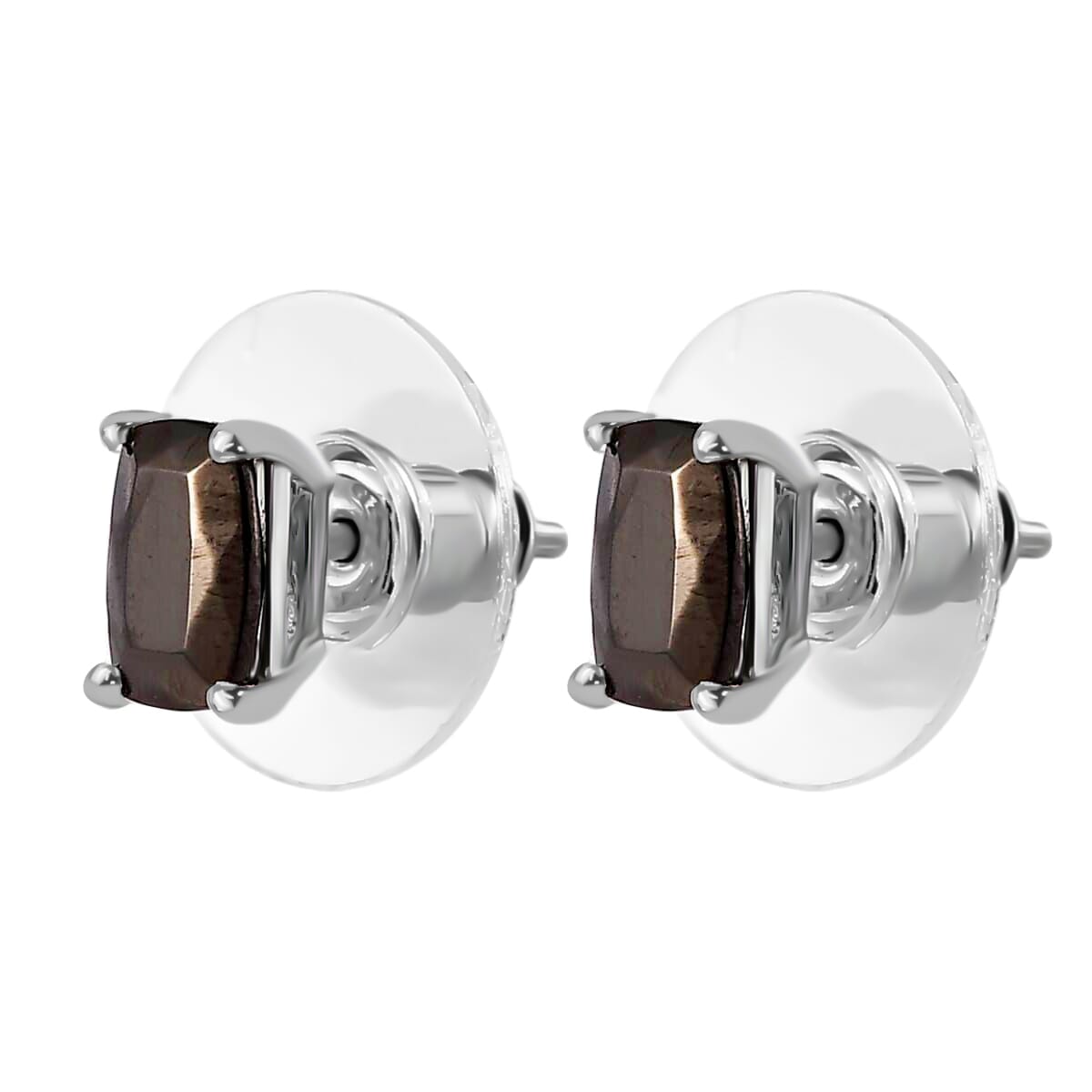 Elite Shungite and White Zircon Solitaire Stud Earrings, Ring (Size 8.0) and Pendant Necklace 20 Inches in Platinum Over Sterling Silver 3.75 ctw image number 2