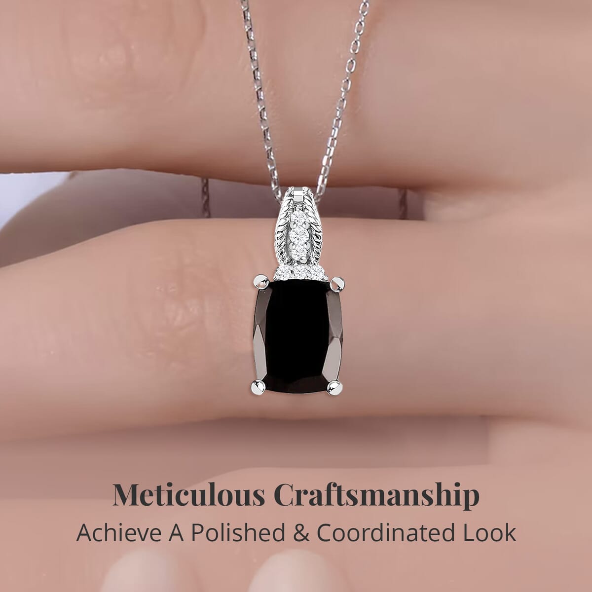 Elite Shungite and White Zircon Solitaire Stud Earrings, Ring (Size 8.0) and Pendant Necklace 20 Inches in Platinum Over Sterling Silver 3.75 ctw image number 4