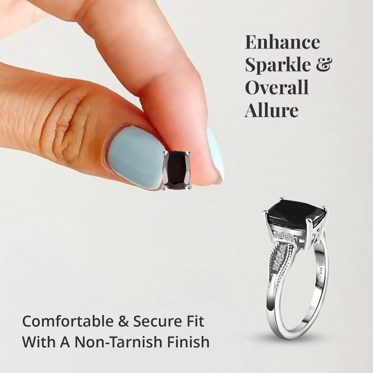 Elite Shungite and White Zircon Solitaire Stud Earrings, Ring (Size 8.0) and Pendant Necklace 20 Inches in Platinum Over Sterling Silver 3.75 ctw image number 5