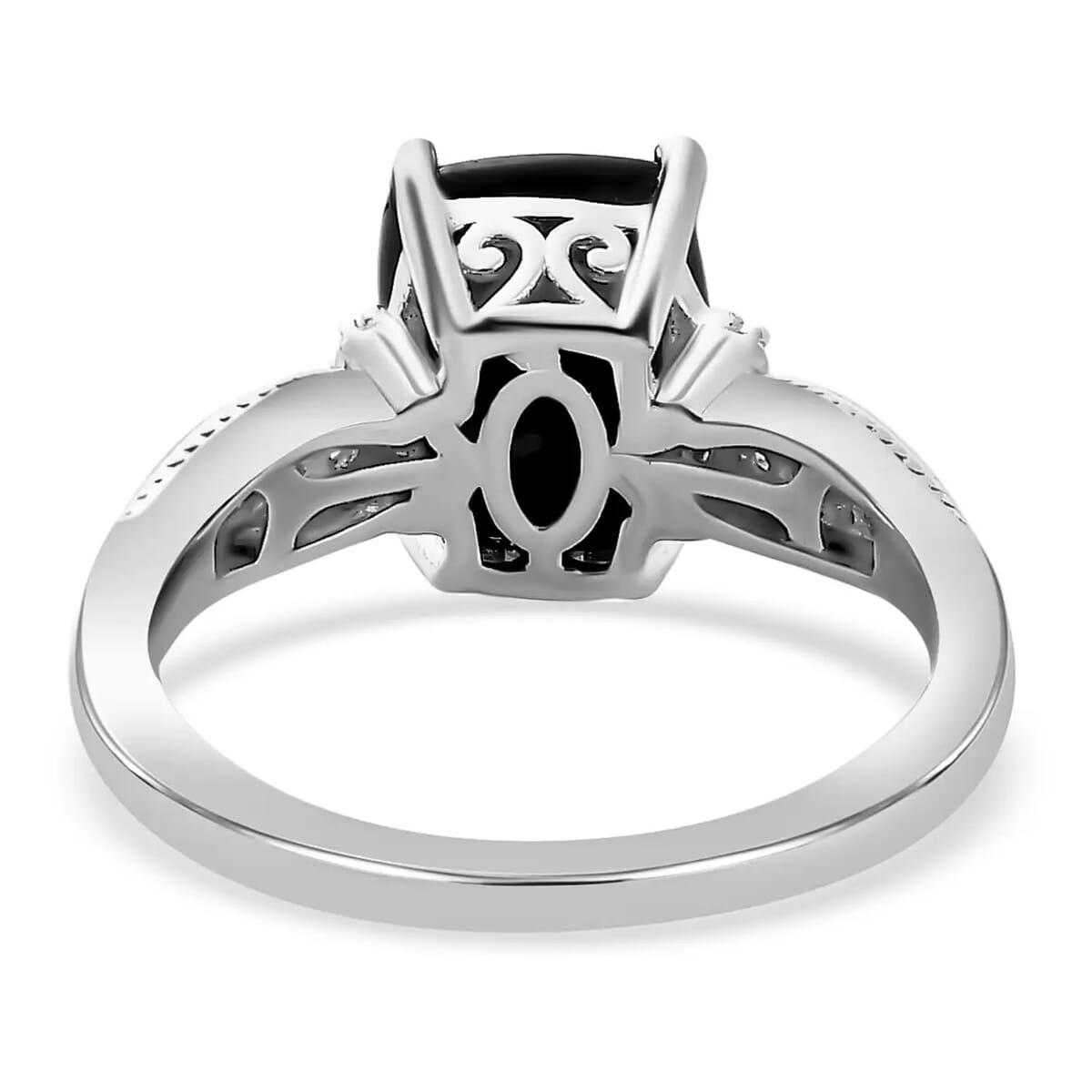 Elite Shungite and White Zircon Solitaire Stud Earrings, Ring (Size 8.0) and Pendant Necklace 20 Inches in Platinum Over Sterling Silver 3.75 ctw image number 8