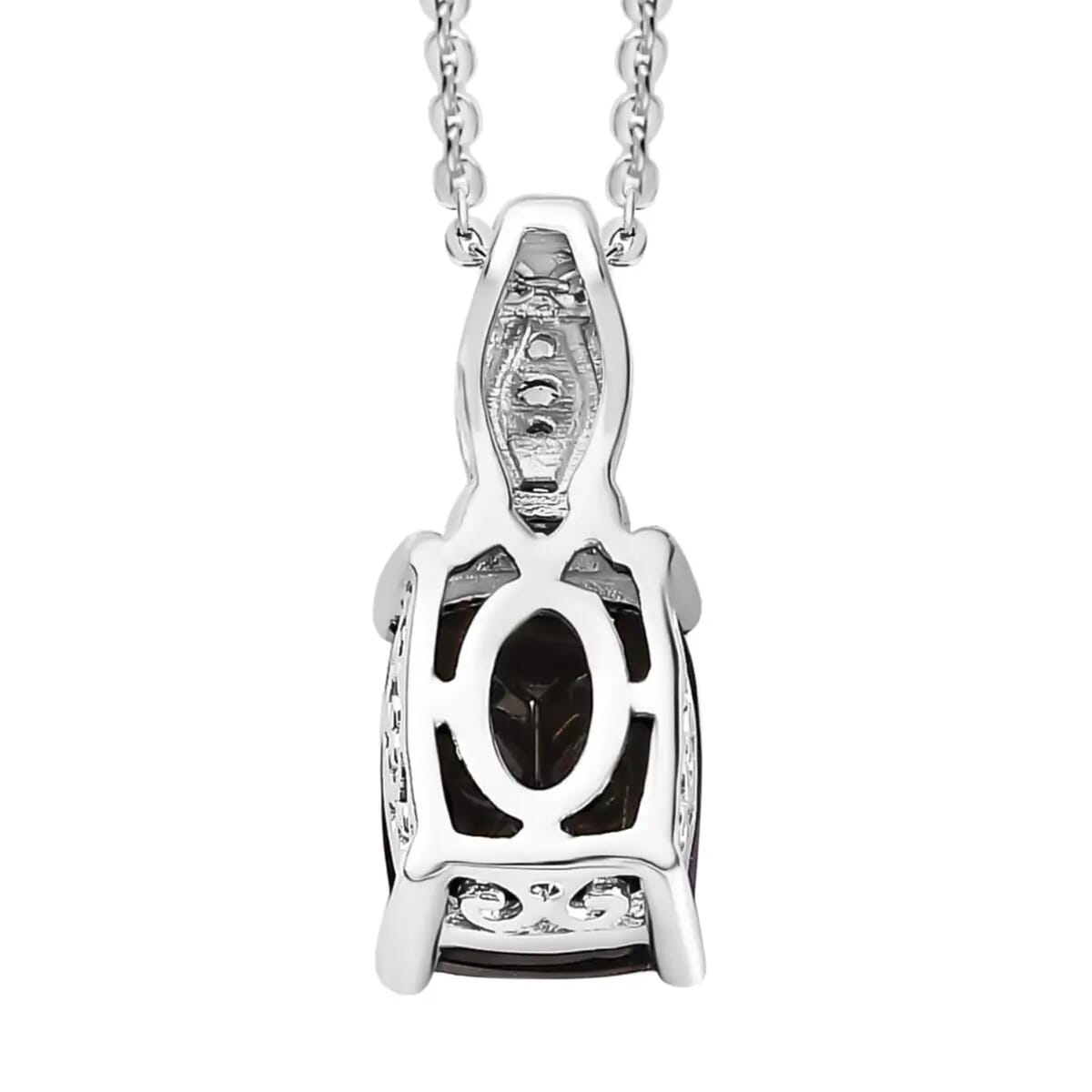 Elite Shungite and White Zircon Solitaire Stud Earrings, Ring (Size 8.0) and Pendant Necklace 20 Inches in Platinum Over Sterling Silver 3.75 ctw image number 10