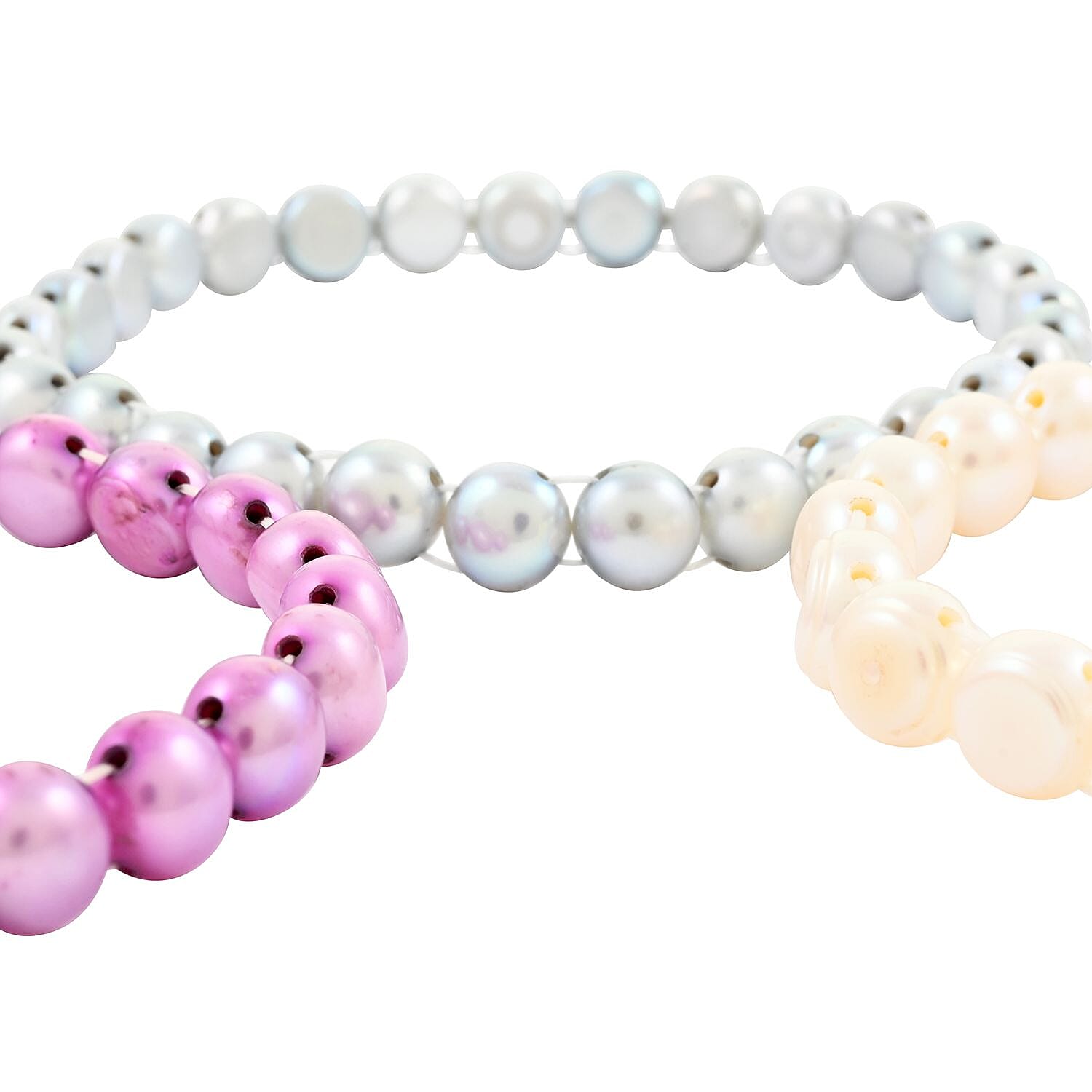 Set of 3 Multi Color Freshwater Pearl Stretch Bracelet