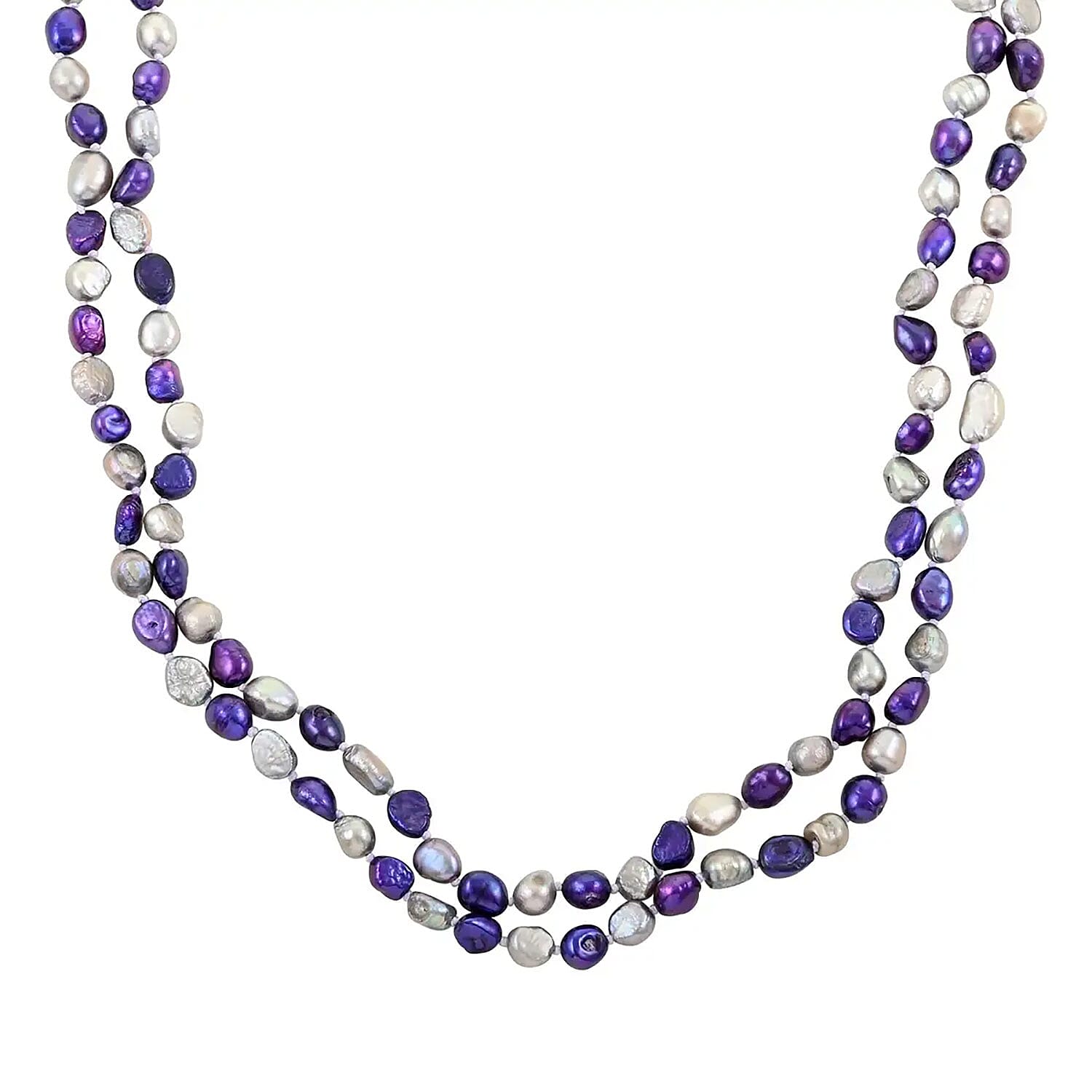 Freshwater Peacock and White Pearl Stretch Bracelet and Endless Necklace (80 Inches)