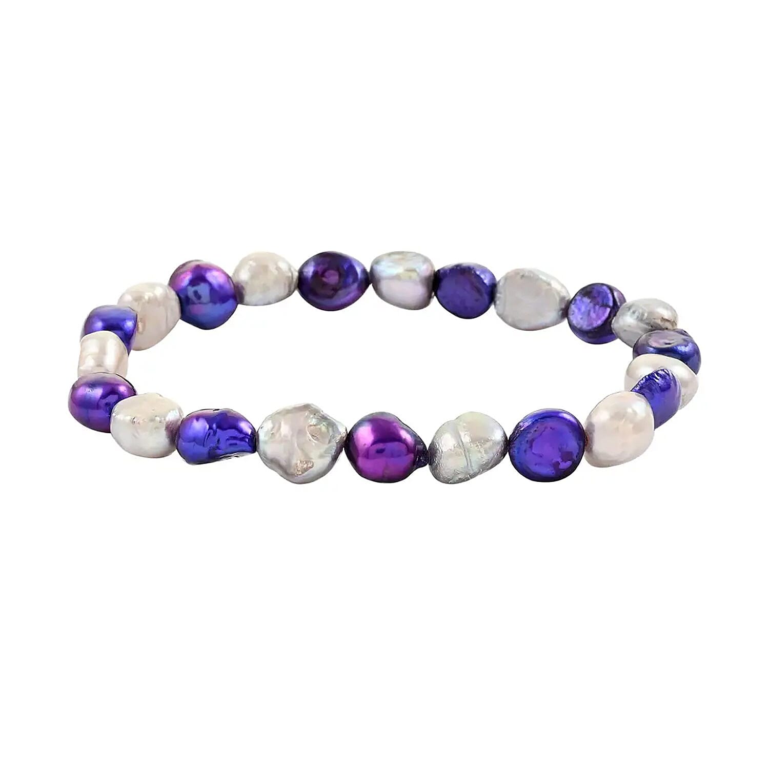 Freshwater Peacock and White Pearl Stretch Bracelet and Endless Necklace (80 Inches)