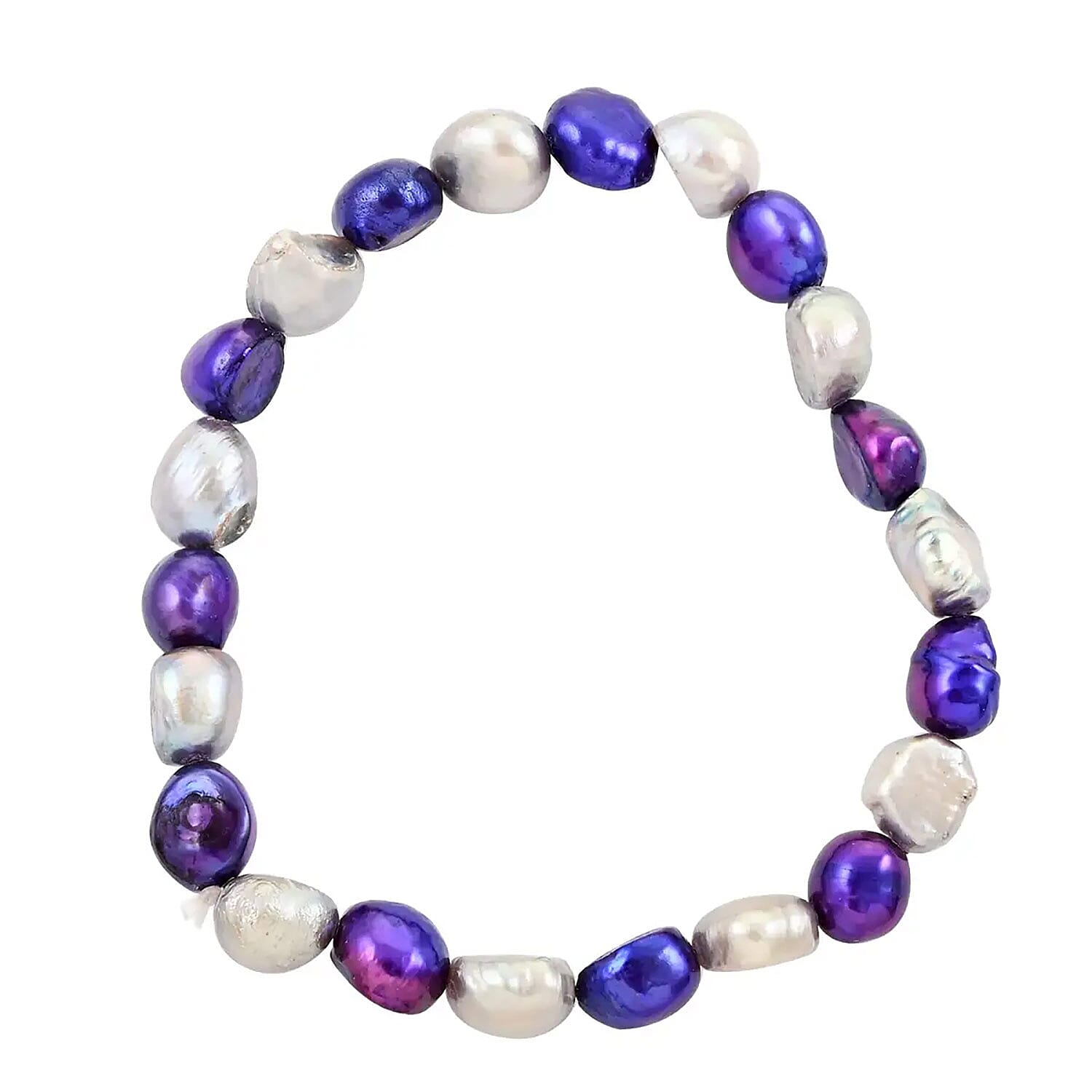 Freshwater Peacock and White Pearl Stretch Bracelet and Endless Necklace (80 Inches)
