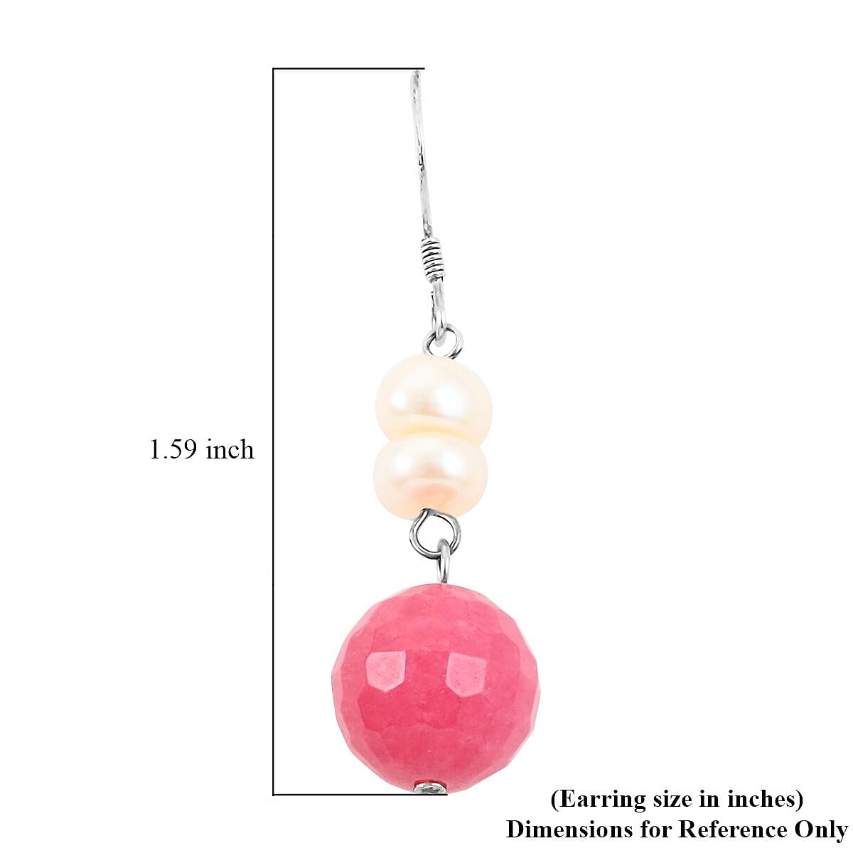 Light Yellow and Pink Jade (D), Freshwater Pearl Set of 2 Earrings in Sterling Silver 15.00 ctw image number 4