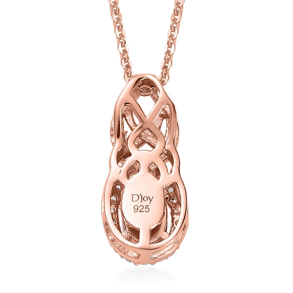 Premium Natural Calabar Pink Tourmaline and White Zircon Pendant Necklace 20 Inches in Vermeil Rose Gold Over Sterling Silver 0.70 ctw image number 4