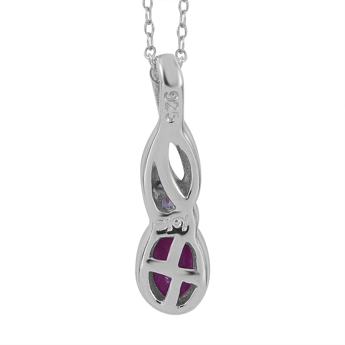 Premium Montepuez Ruby and White Zircon Ring Size 5 and Pendant Necklace 18 Inches in Platinum Over Sterling Silver 0.65 ctw