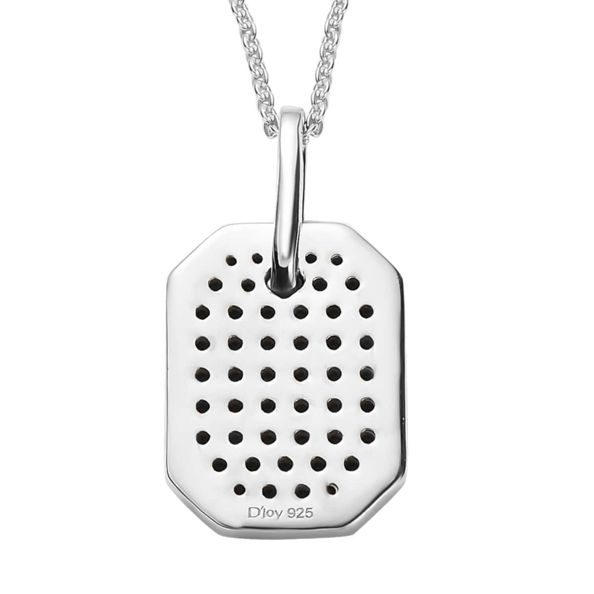 Thai Black Spinel Dog Tag Pendant Necklace 20 Inches in Platinum Over Sterling Silver 0.90 ctw image number 4