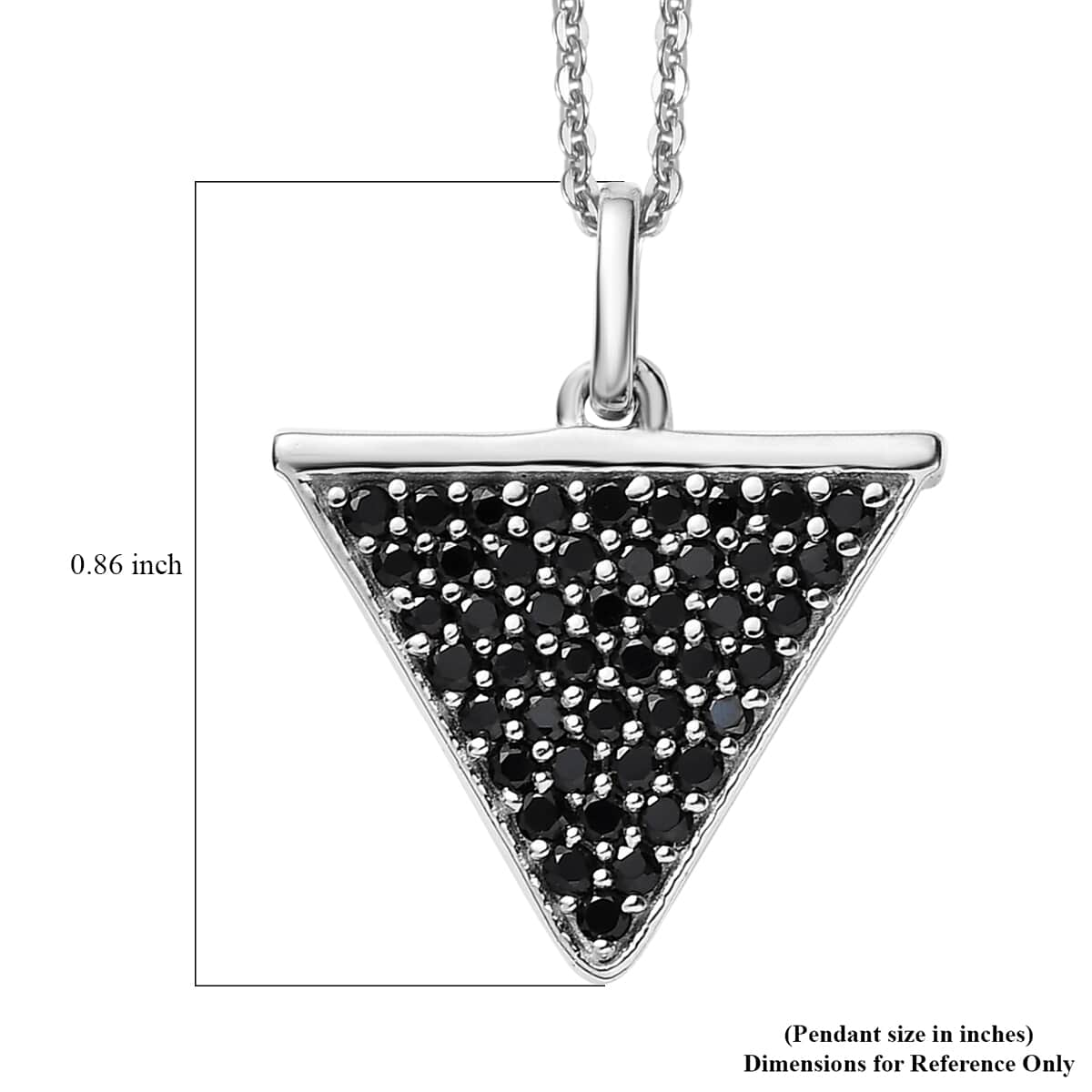 Thai Black Spinel Trillion Pendant Necklace (20 Inches) in Platinum Over Sterling Silver 0.90 ctw image number 6