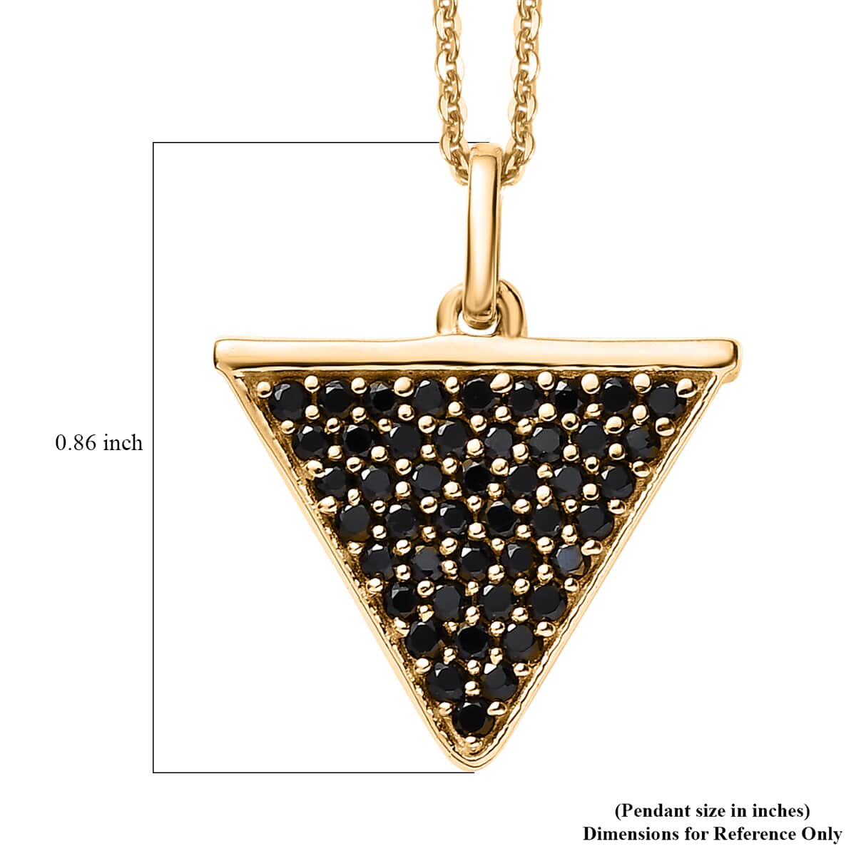 Thai Black Spinel Trillion Pendant Necklace 20 Inches in Vermeil Yellow Gold Over Sterling Silver 0.90 ctw image number 6