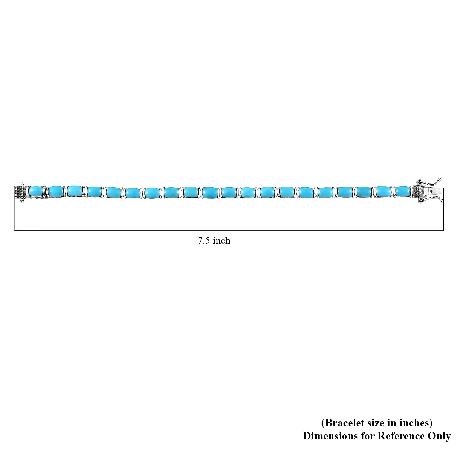 Sleeping Beauty Turquoise Tennis Bracelet (6.50In) and Solitaire Stud Earrings in Platinum Over Sterling Silver 12.50 ctw