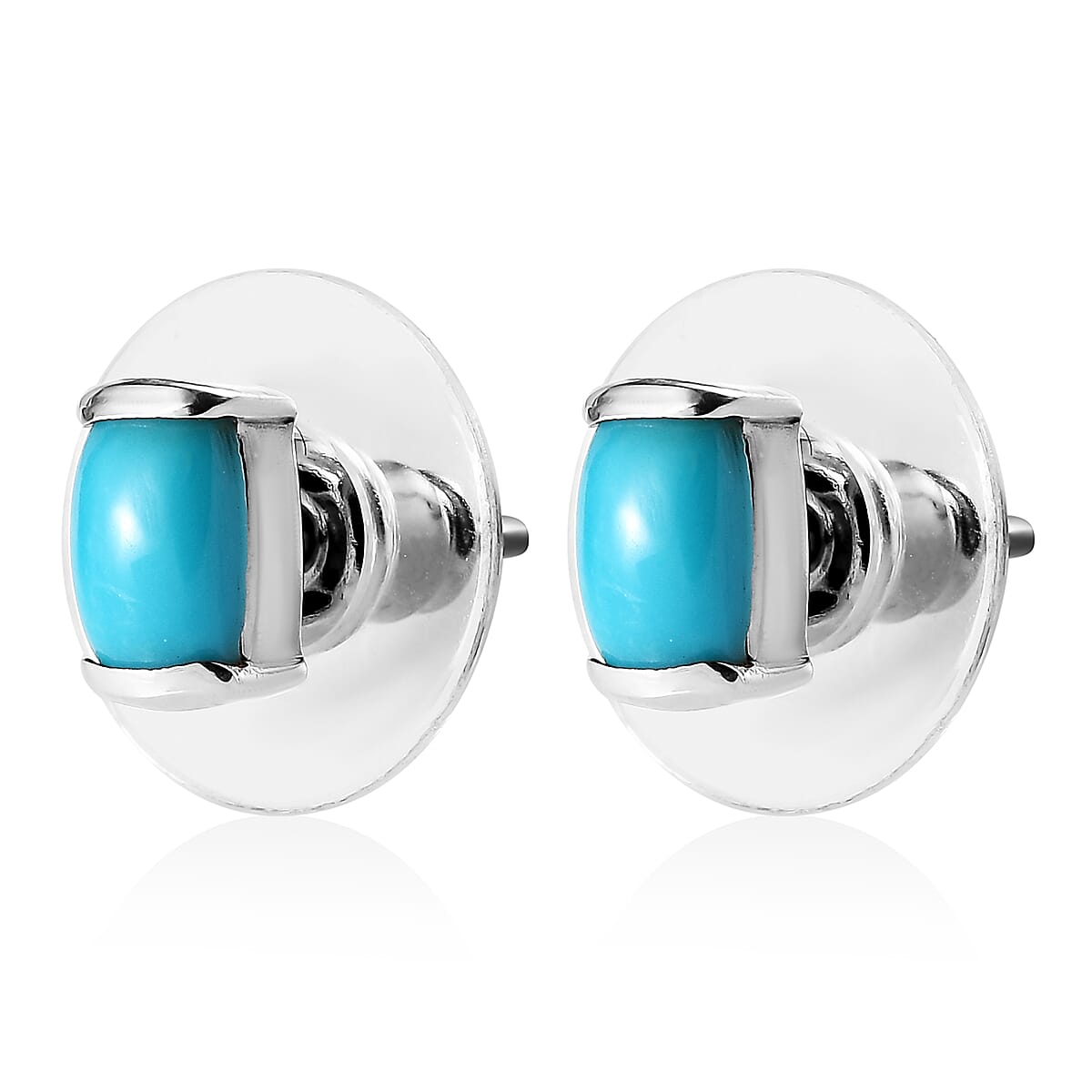 Sleeping Beauty Turquoise Tennis Bracelet (6.50In) and Solitaire Stud Earrings in Platinum Over Sterling Silver 12.50 ctw