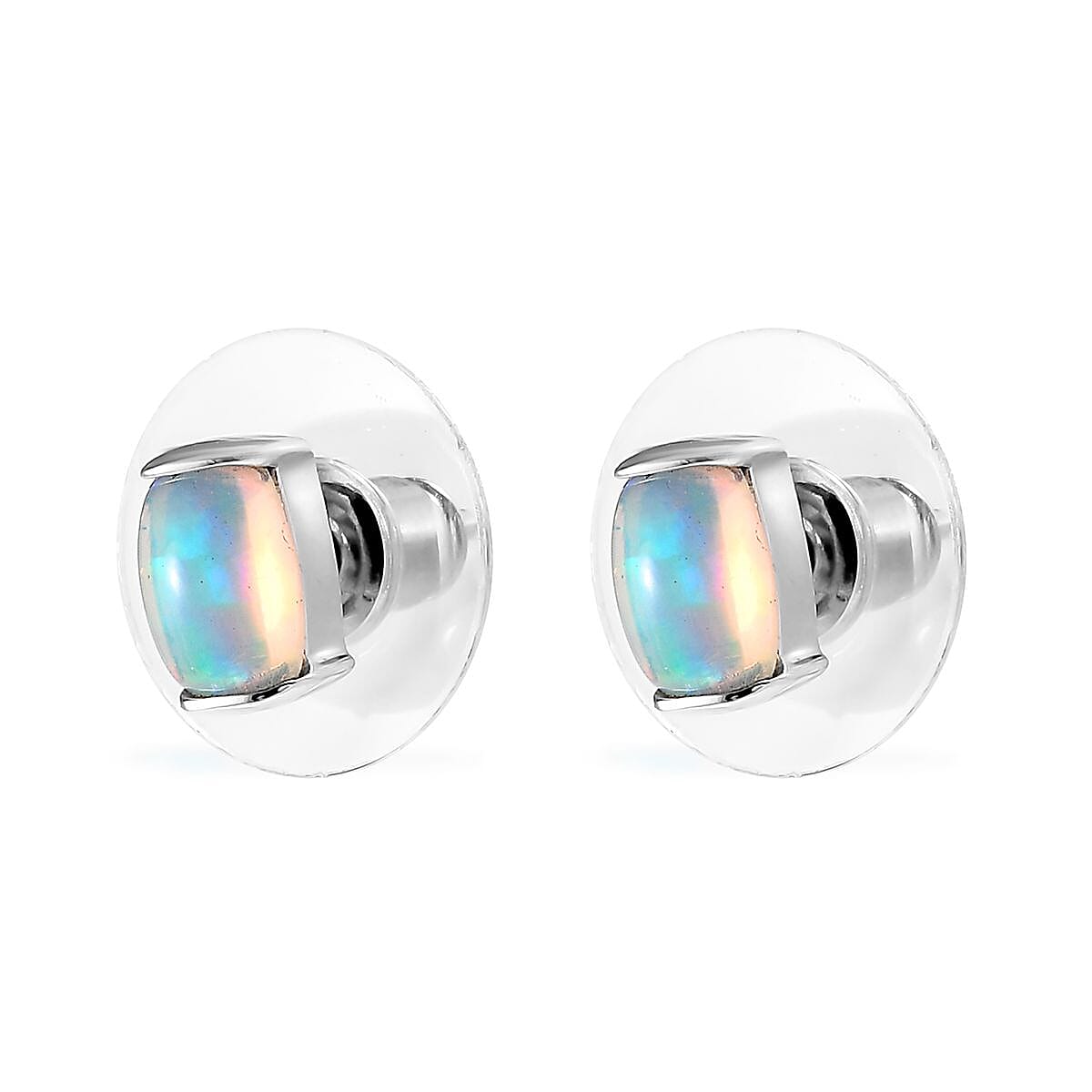 Ethiopian Welo Opal Tennis Bracelet (7.25In) and Solitaire Stud Earrings in Platinum Over Sterling Silver 10.00 ctw image number 8