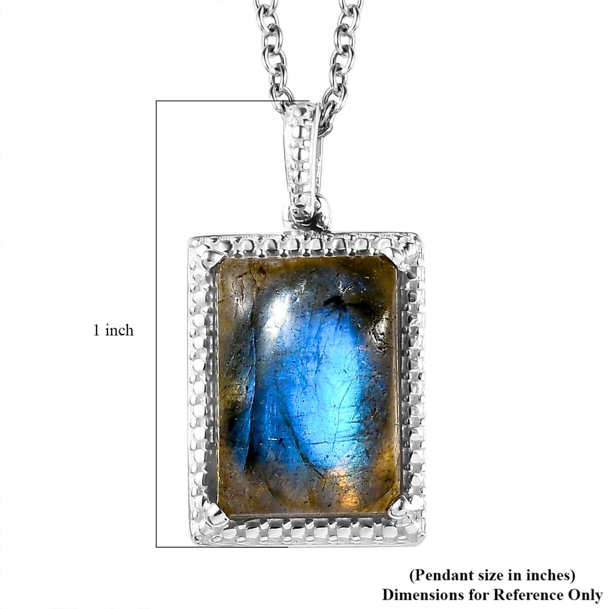 Malagasy Labradorite Solitaire Pendant in Sterling Silver with Stainless Steel Necklace 20 Inches 8.85 ctw image number 7