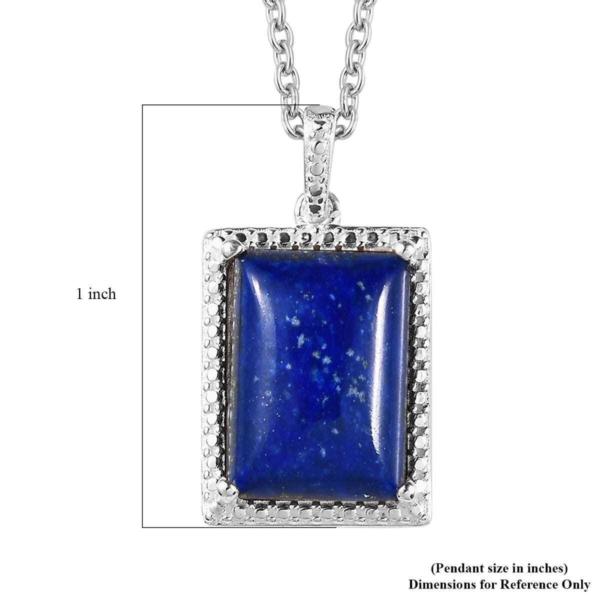 Lapis Lazuli Solitaire Pendant in Sterling Silver with Stainless Steel Necklace 20 Inches 9.00 ctw image number 6